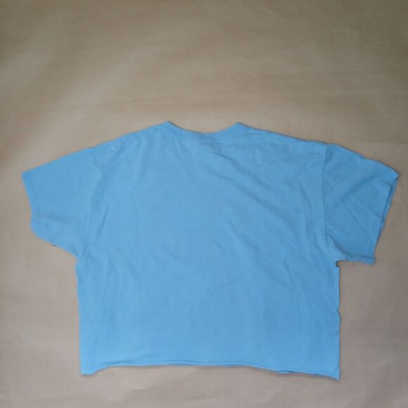 Cropped T-Shirt Not Today Satan Blue Crew Neck Raw Hem Graphic Tee Humor - Picture 3 of 7